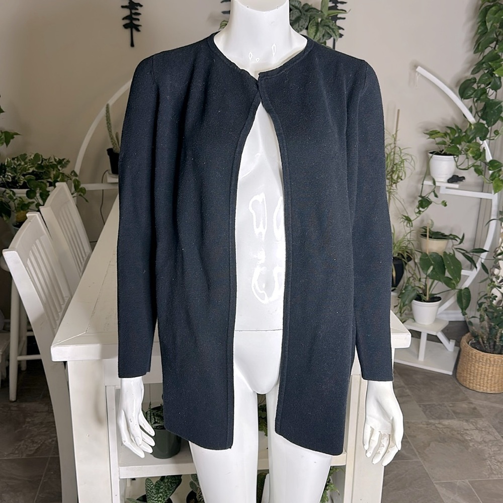 J.CREW size XS black cardigan long sleeve crewneck with pockets